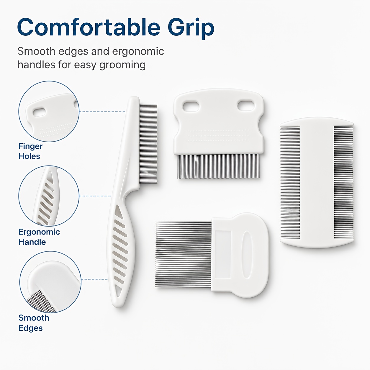 4pcs pet comb set stainless steel fine tooth grooming combs for cats and dogs     and loose hair removal tools Product details 2