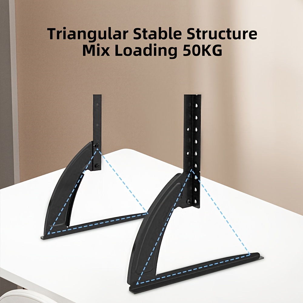 1pc   black no-drill tv tabletop stand for 32-75 inch flat lcd  , 49.9 kg load capacity, 600x400mm vesa, height adjustable, durable iron construction,  , tv stand for living room,  , sturdy construction 0