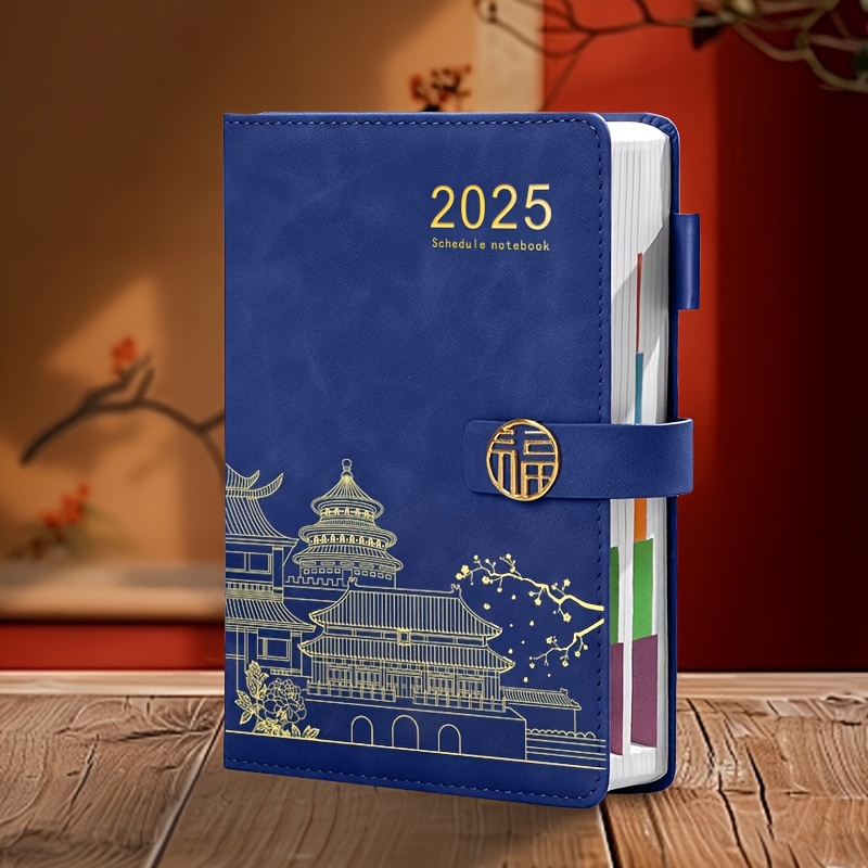 TEMU [new Product Promotion] 2025 National Notebook Thickened Schedule With Leather Face Learning Notepad Wholesale