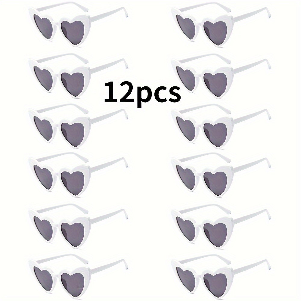 

12pcs Fashionable Heart-shaped Glasses Anti-reflective Pc Lens & Frame Party Favors Wedding Photo Props Christmas Gathering Accessories