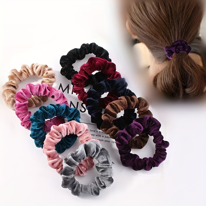 

10pcs Autumn And Winter Mixed Color Velvet Small Hair Ring Hair Tie Hair Rope Ponytail Hair Ring Hair Accessory Bun Hair Tie Headwear