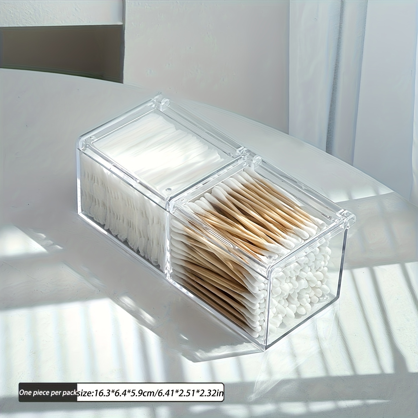 1pc Mirror Cabinet Storage Box, Transparent Dust-proof Box, Suitable For Pads, Cotton Swabs, Dental Floss, Daily Use Of , Stackable Design, Cosmetic Display Box