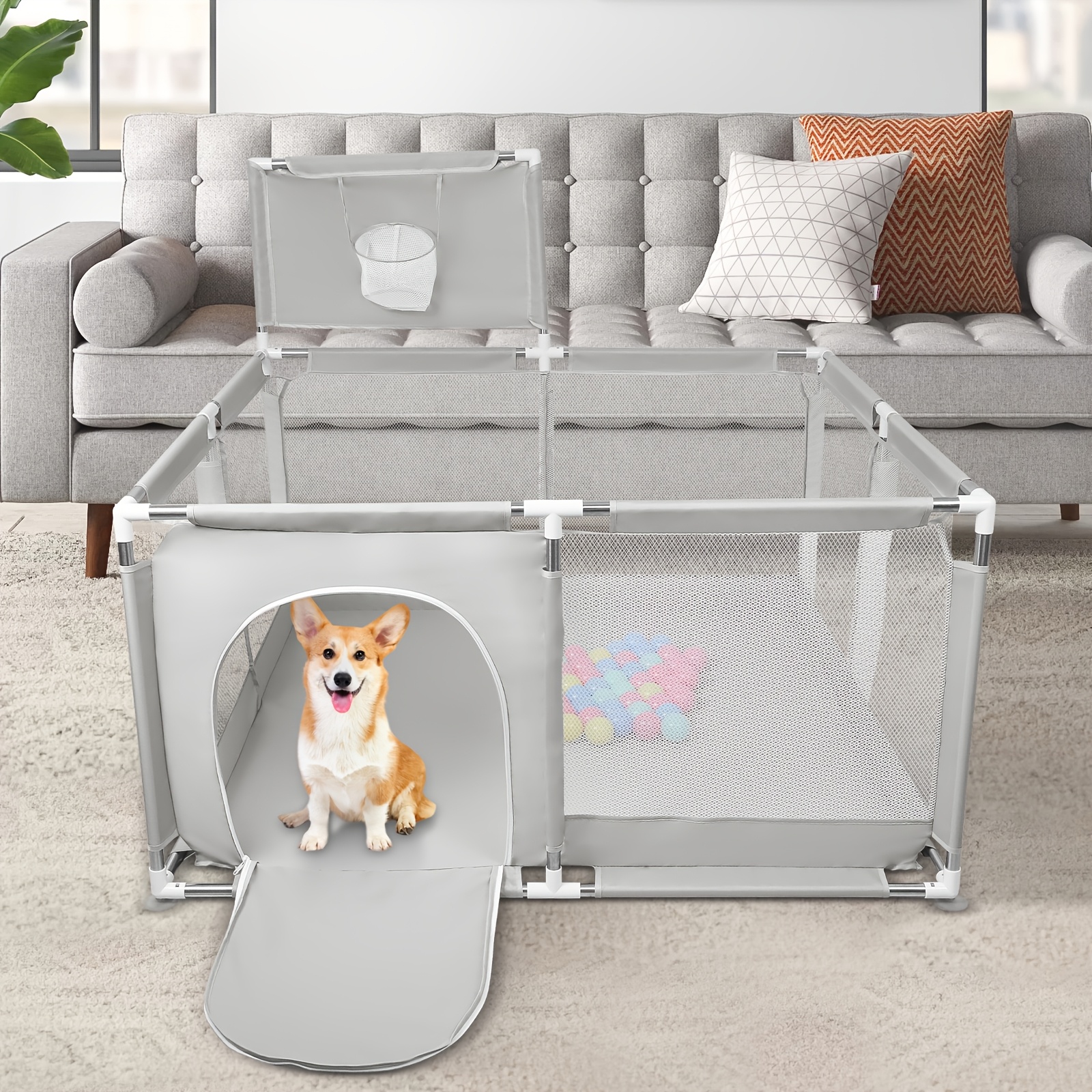 TEMU Large 126cm Square Pet Playpen, 66cm Puppy Cat Cage, Heavy Duty & Easy Clean, For Indoor Use, Training & Small Animals (guinea Pigs, Hamsters)