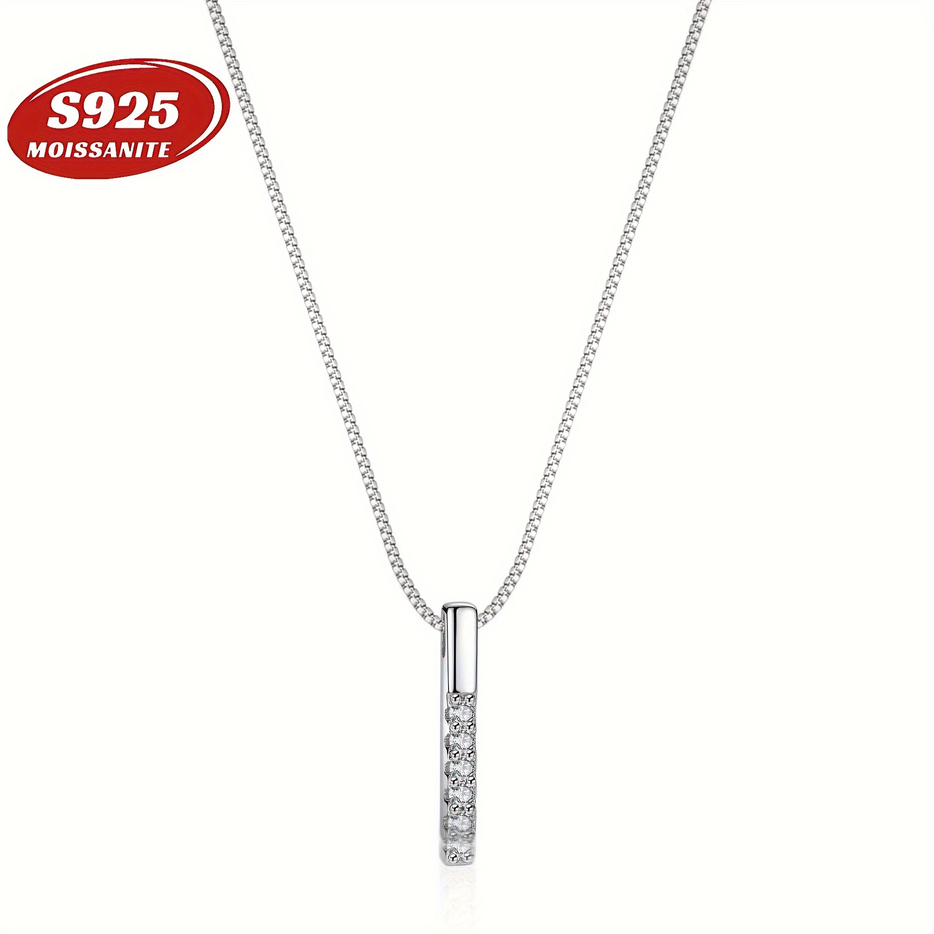 

Elegant 925 Sterling Silvery Moissanite Pendant Necklace - Chic & , Or , Ideal Gift For Her