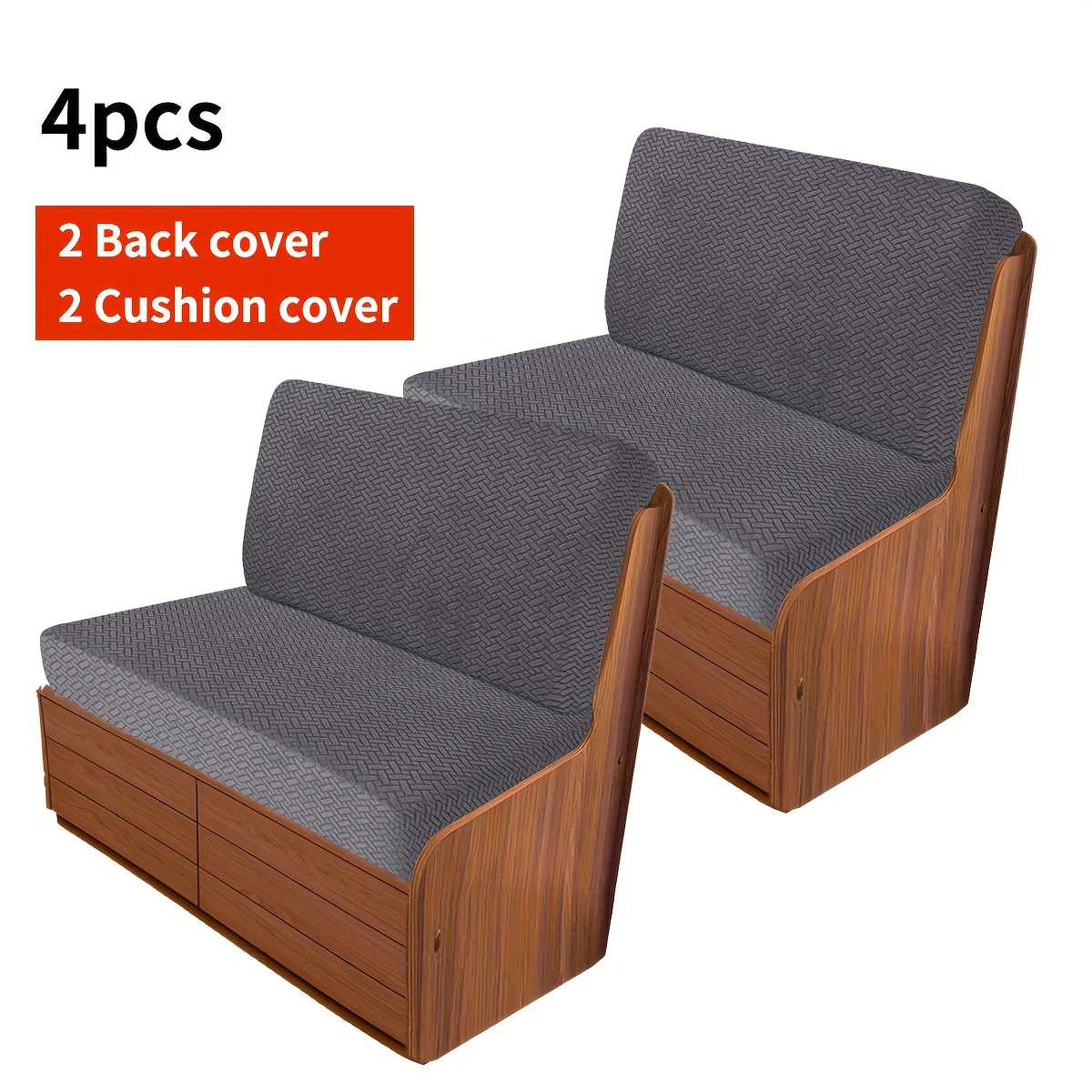 Image of 4pcs Stretch Rv Sofa Set, Thickened Anti-slip, Cat Scratch Protection, Pet-friendly Furniture, Textured Fabric, Durable Material, Washable Sofa Covers, Suitable For Travel Rv Sofas