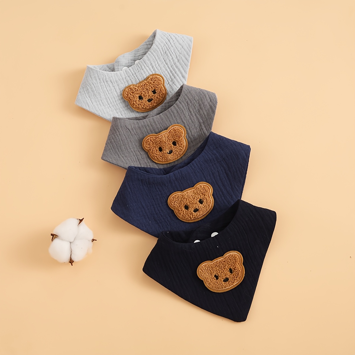 4pcs Set Children's Cotton Drool Bibs, Soft And Absorbent