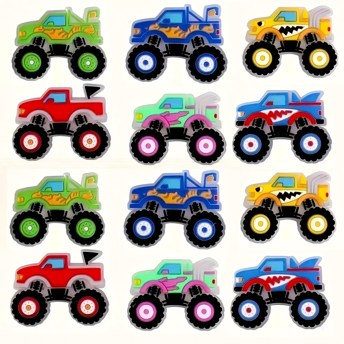 

12pcs Off-road Vehicle Themed Shoe Charms Set, Removable Creative , Pvc Material, With For Sandals, Wristbands - Ideal Gift For Birthdays, Christmas, Valentine's, Halloween