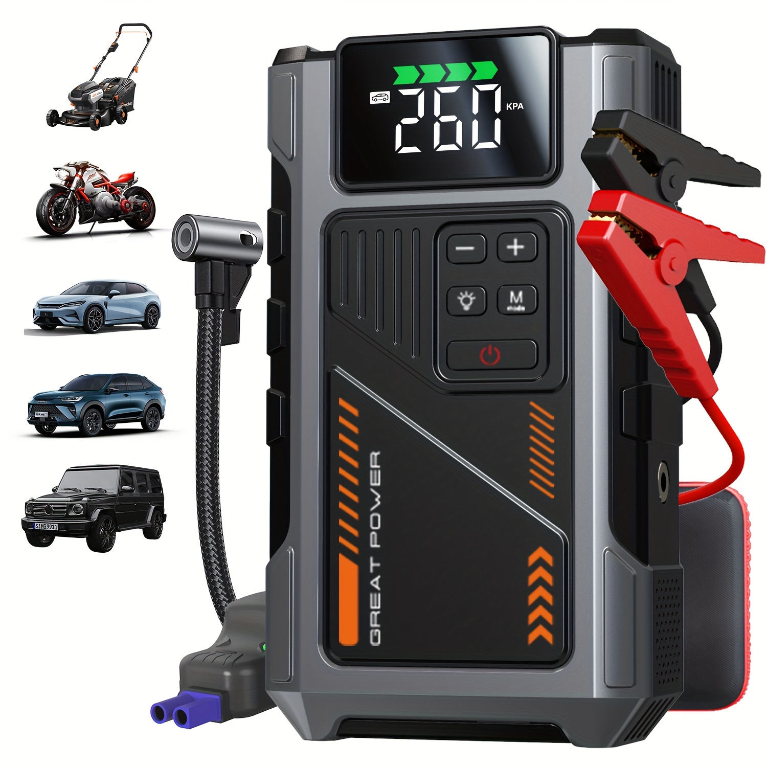 

Portable Car Air , Battery , 2500a (8.0l Gas, 6.5l Diesel) 150 Psi Tire , 12v Car Battery , Portable, , Battery Charger Geeneu