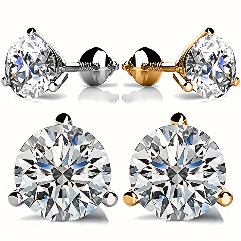 

A Pair Of Luxurious 925 Silver, Ladies' Fashion Earrings Earrings, Of Golden And Silvery , Screw Mouth Anti-allergic Nickel-free Valentine's Day Engagement Jewelry Gift,