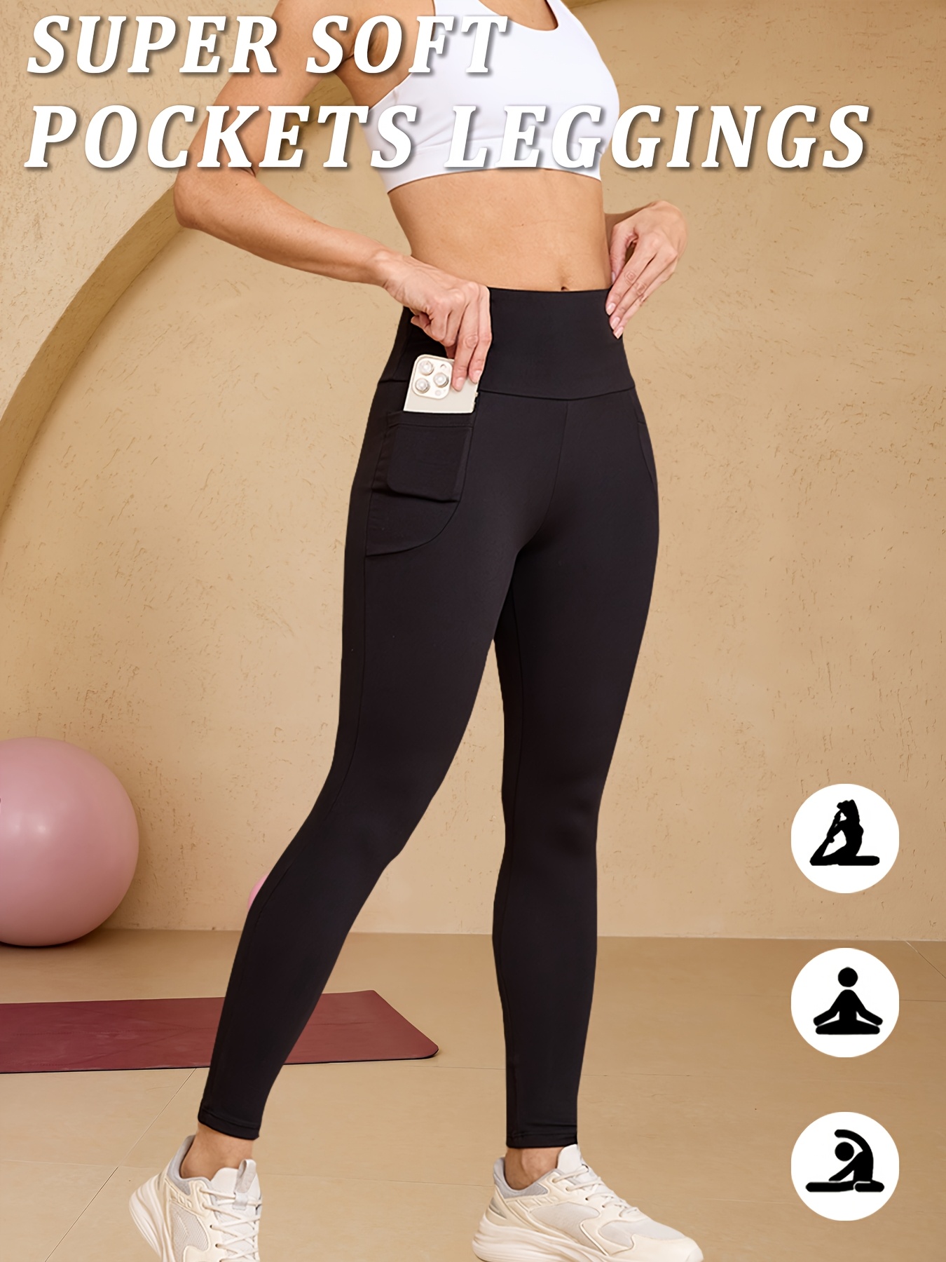 super soft leggings with pockets for women high waisted tummy control workout yoga outdoors running pants leggings