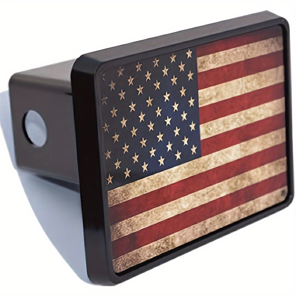 

1pc Vintage American Flag Trailer Hitch Cover, Retro Patriotic Usa , Abs Plastic, Fits 2-inch Receiver, Rear Placement, Single Pack