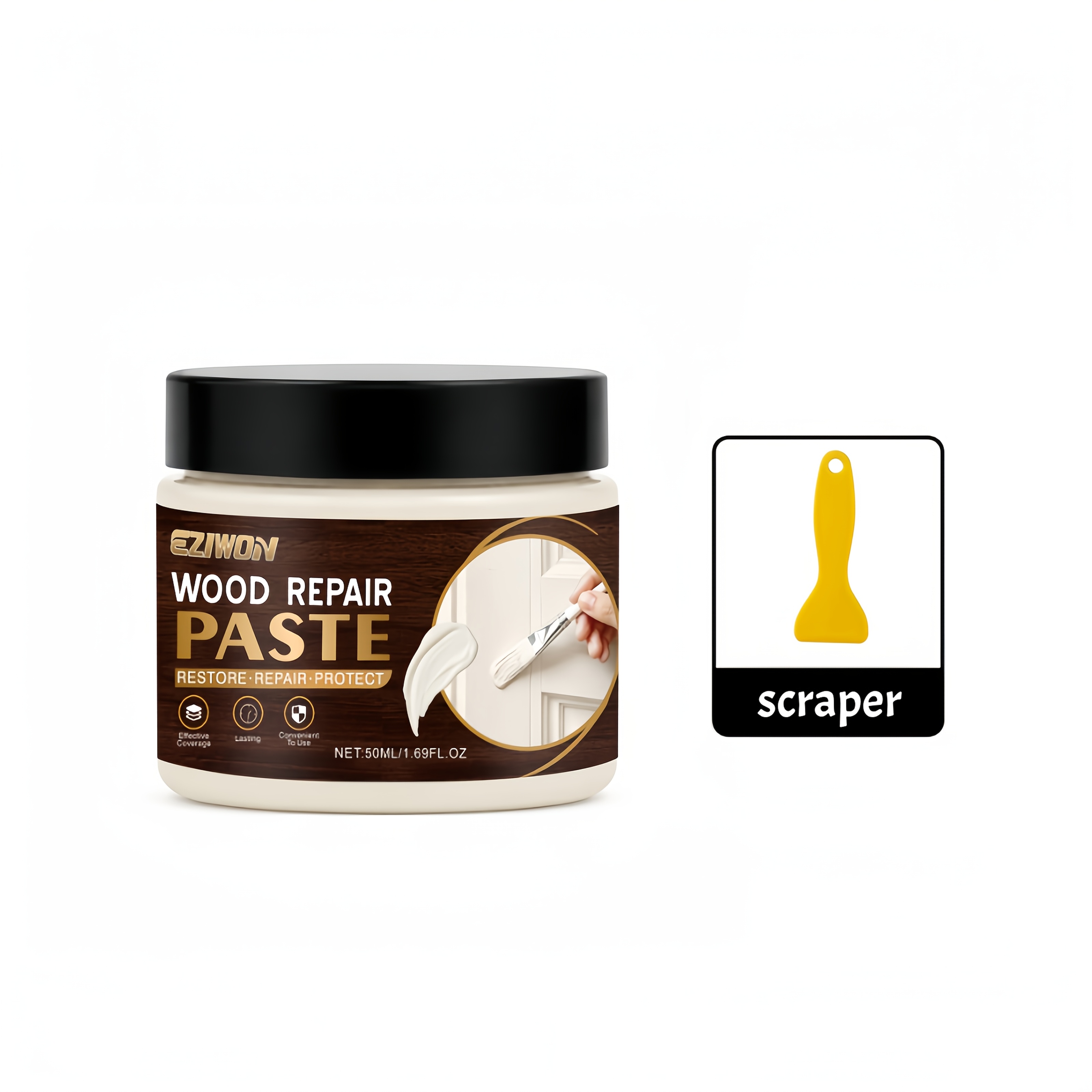 Image of White Wood Putty, Wood Filler Repair Kit, For Indoor And Outdoor Wood Repair, Fast Curing, Dyeable, Of Damaged And Wooden Furniture, Home Decoration, Wood Filler