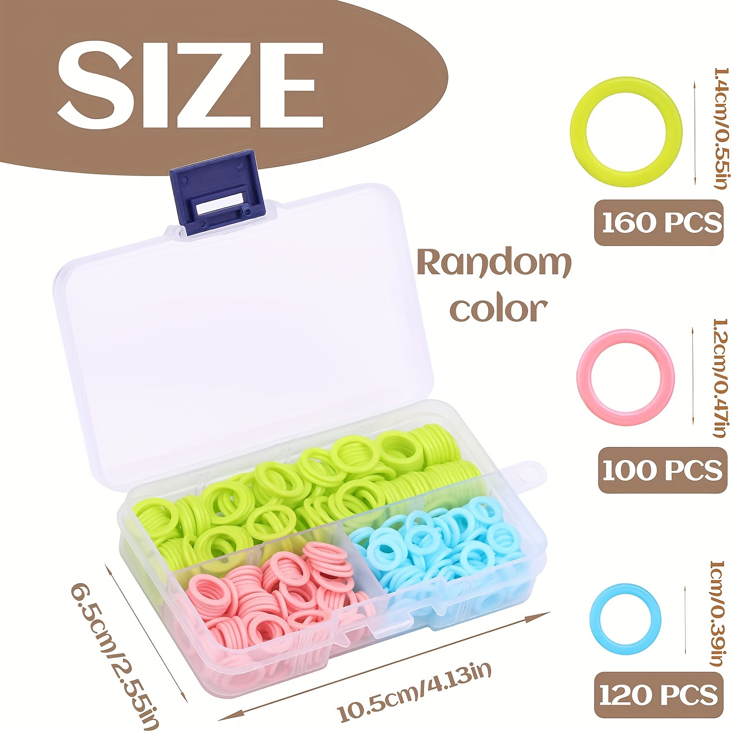 Image of 380pcs Set Of Knitting Markers Rings, Colorful Marking Rings (s/m/l) With A Portable Storage Case For Diy Sewing, Knitting, Crocheting, And Handicrafts