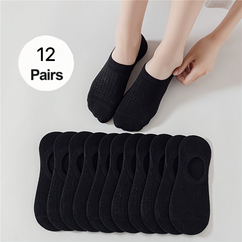 

12 Pairs Solid No Show Socks, Comfy & Lightweight Low Cut Invisible Socks, Women's Stockings & Hosiery