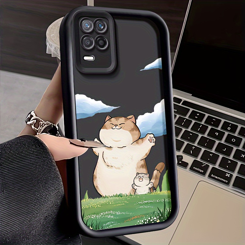 

Ladder Painted Lazy Blowing Cat Mobile Phone Case For Realme
