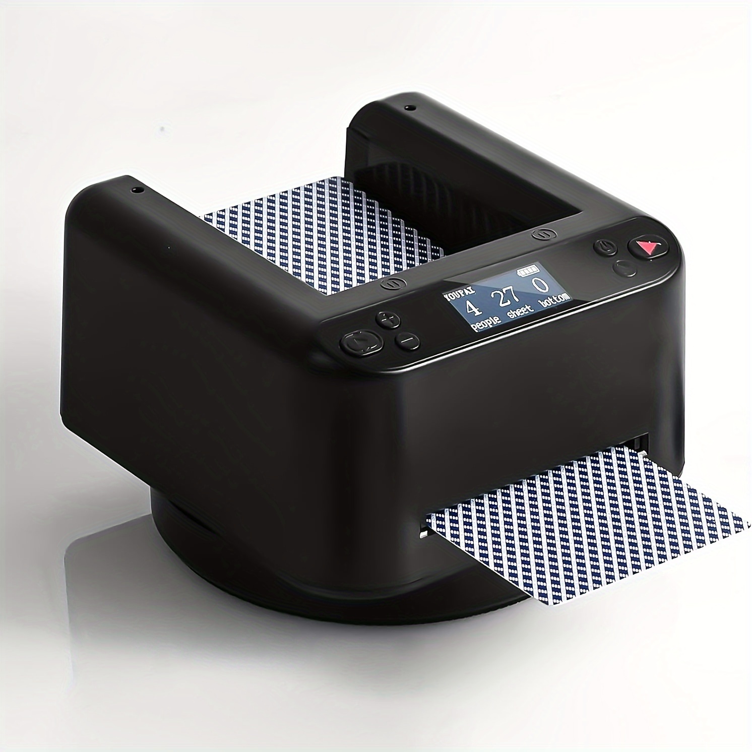 TEMU Single Unit Of A Double-layer, 360-degree Rotating Automatic License Plate Maker, Featuring A 5000mah Rechargeable Battery In Black And White