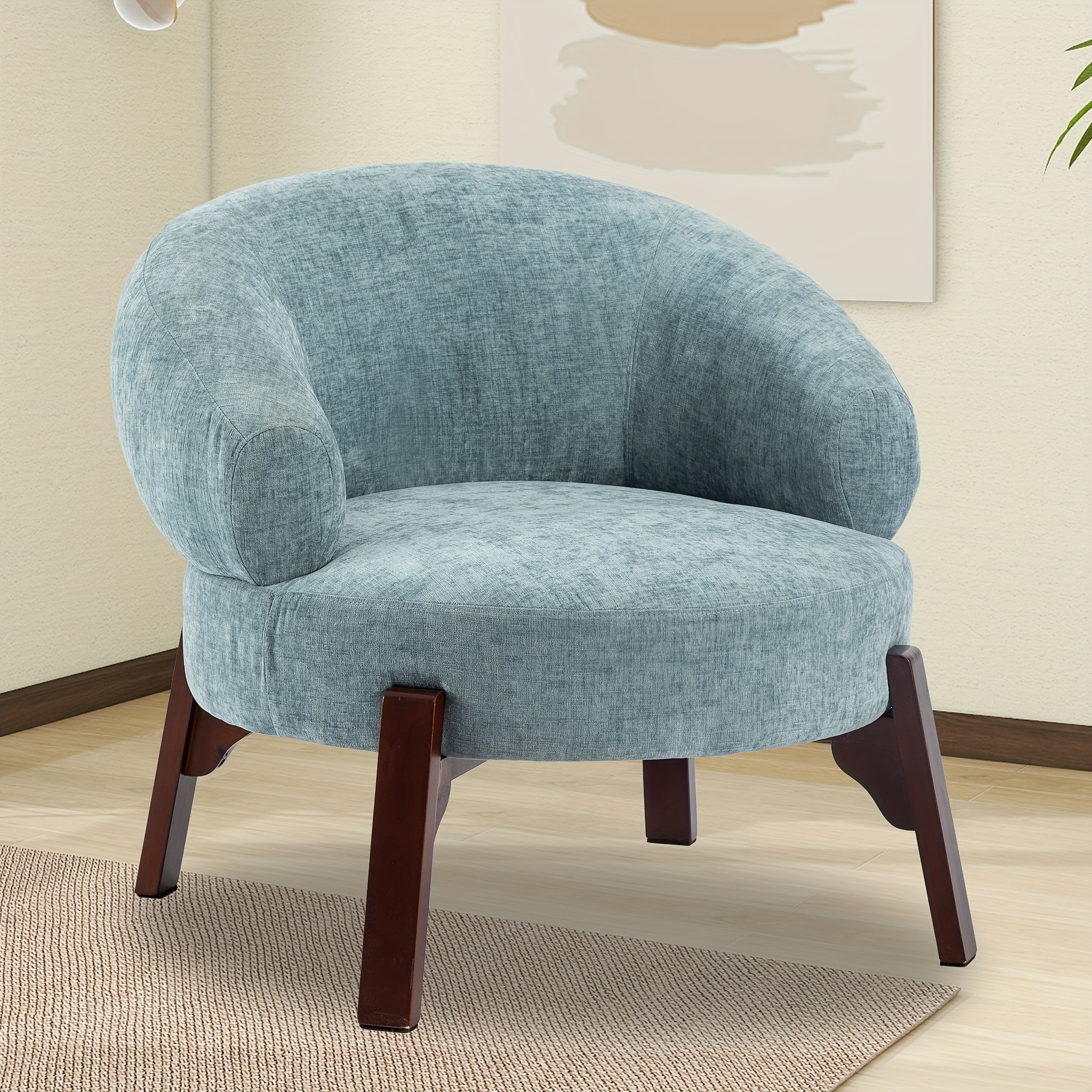 Fabric Teal And Brown Accent Chair Green Modern Wingback Accent