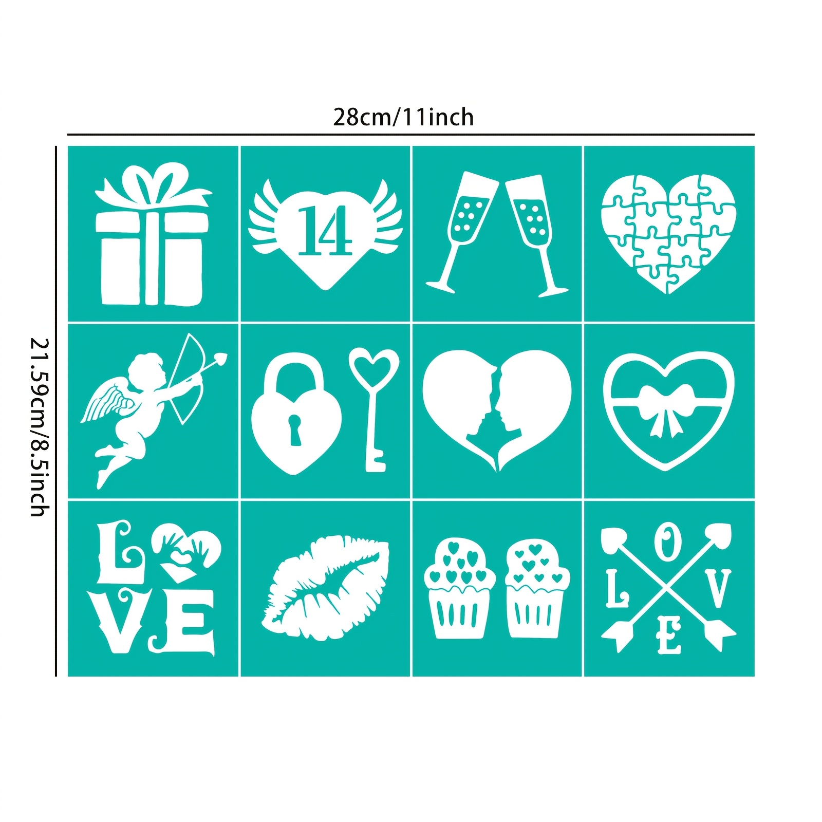 Heart Pattern Screen Printing Stencils, 3 Sizes
