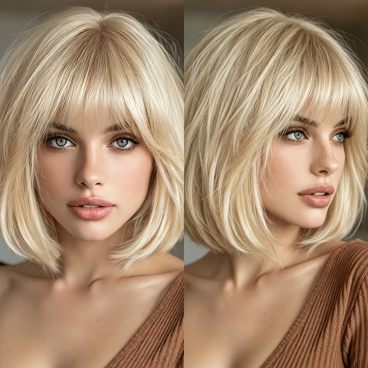 TEMU Wig Suitable For All Adults, , Air Wave, Light Golden Color, Easy To Style, Increase Hair Volume, Holiday Costume, Role-playing, , Universal Wig