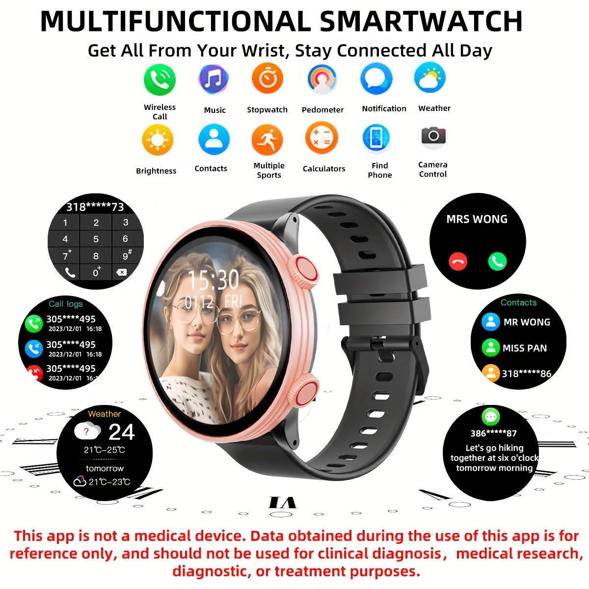 Montre Connectée (appels Sans Fil) Hommes Femmes Écran Temu Switzerland