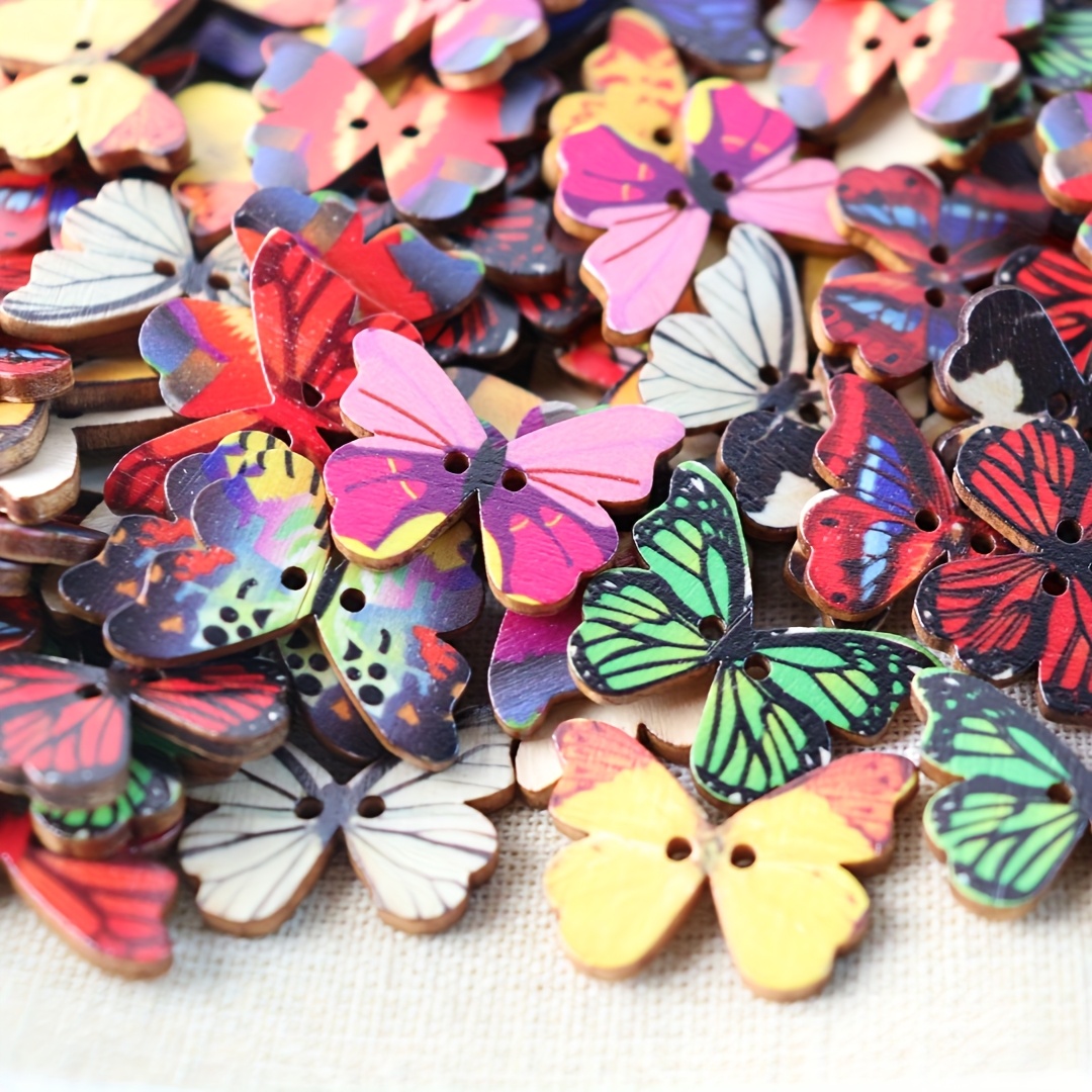 100pcs Wooden Buttons, 1 Inch Colorful 2-hole Mixed Decorative Buttons For Diy Sewing, Wooden Crafts & Clothing Accessories