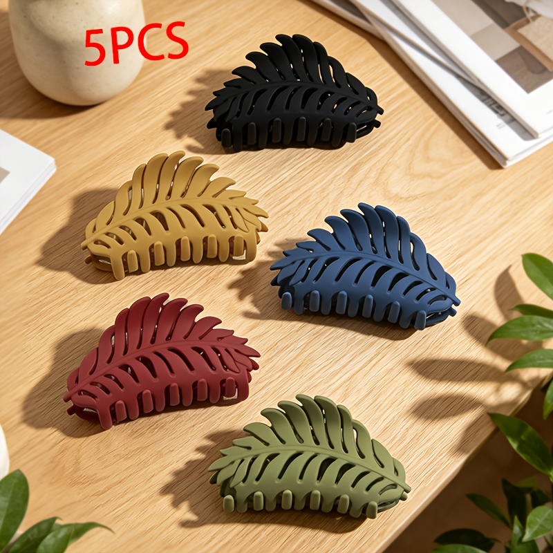 TEMU 5pcs Temperament Elegant Matte Morandi Shaped Hair Clips Women's Back Of Head Daily Updo Shark Clips Bathing Updo Half Up Clip Outing Party Home