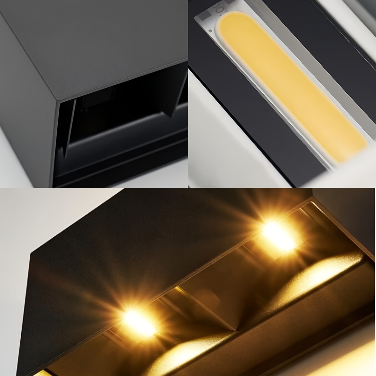 LED Double-Head Wall Light, Black, Outdoor Lighting Wall Sconce, Outdoor Wall Lamp, COB Light Source + Body, 3000K Warm White Outdoor Light Fixture, Up and Down Adjustable Wall Light, Dimmable Beam for Balcony, Courtyard, Corridor, Exterior Wall