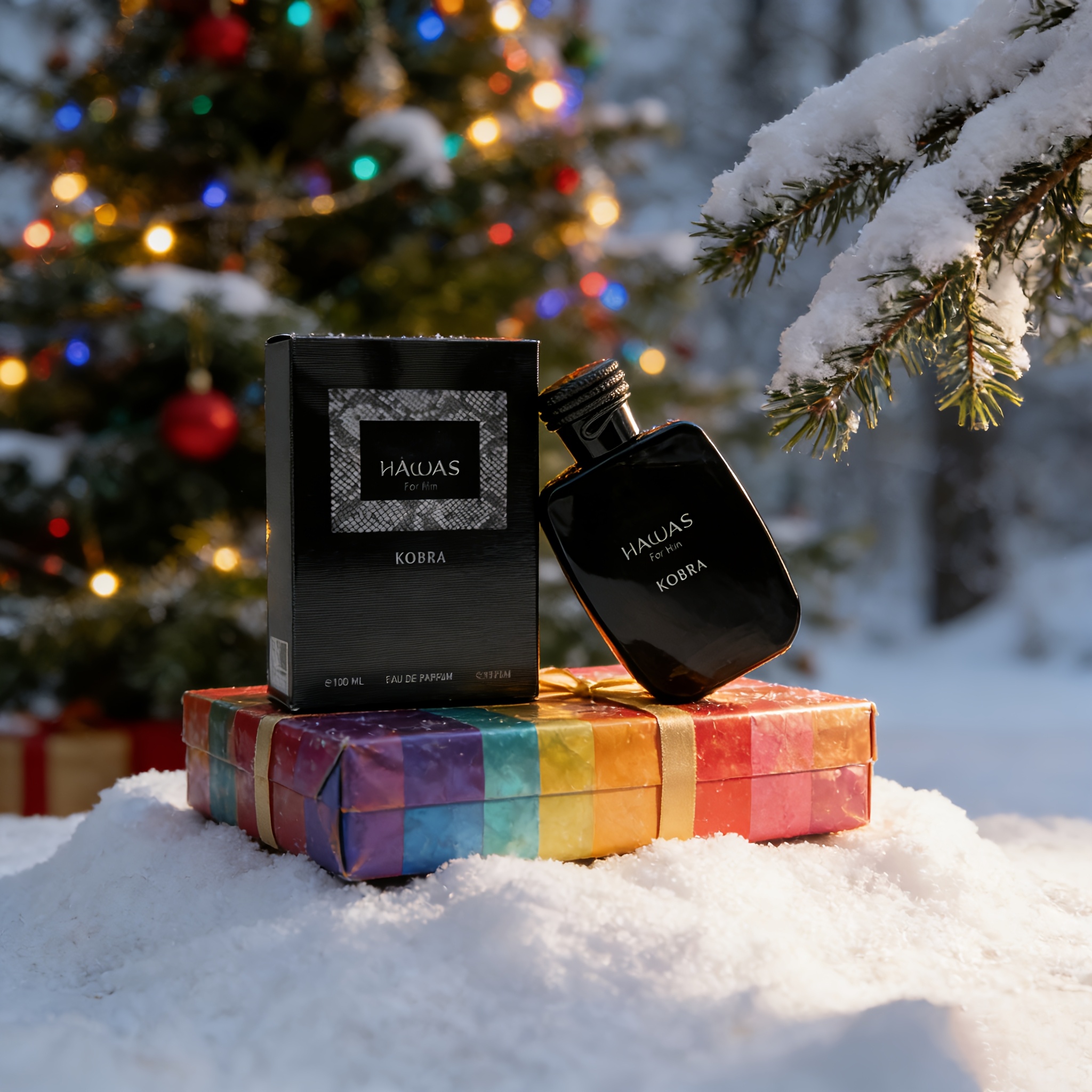 HAWAS KOBRA Parfum pour Hommes - Fragrance Persistante à Base d'Herbes et de Bois, Cologne de Niche Luxueuse et Sans Alcool, Idéal pour Hommes, Cadeau de Vacances Parfait, Capacité de 3,4 fl.oz, Parfum Beige Clair