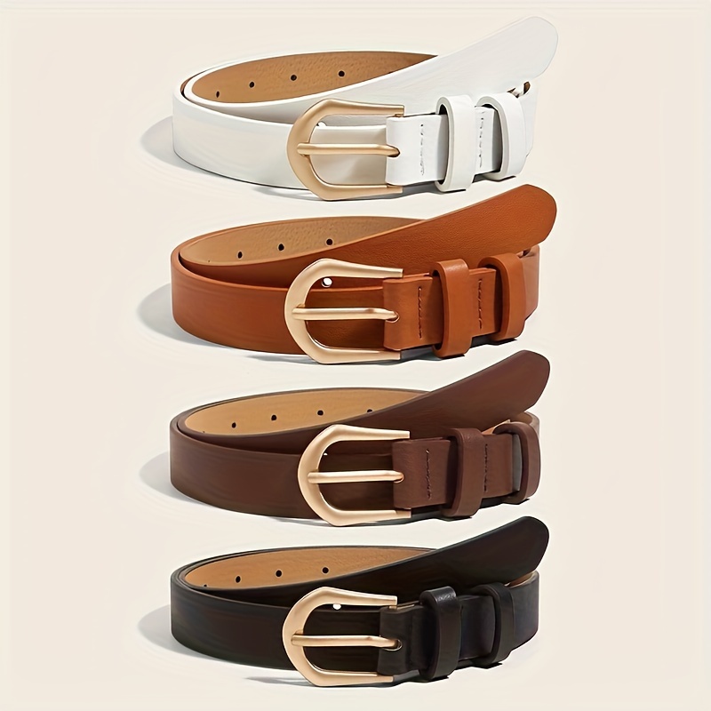 TEMU Fashion Belt Small Belt 4pcs Set White Black 4-strip Set Belt Set Decorative Waist Belt Small Waist Belt Outfit Dress Jeans Fashion Belt Women's