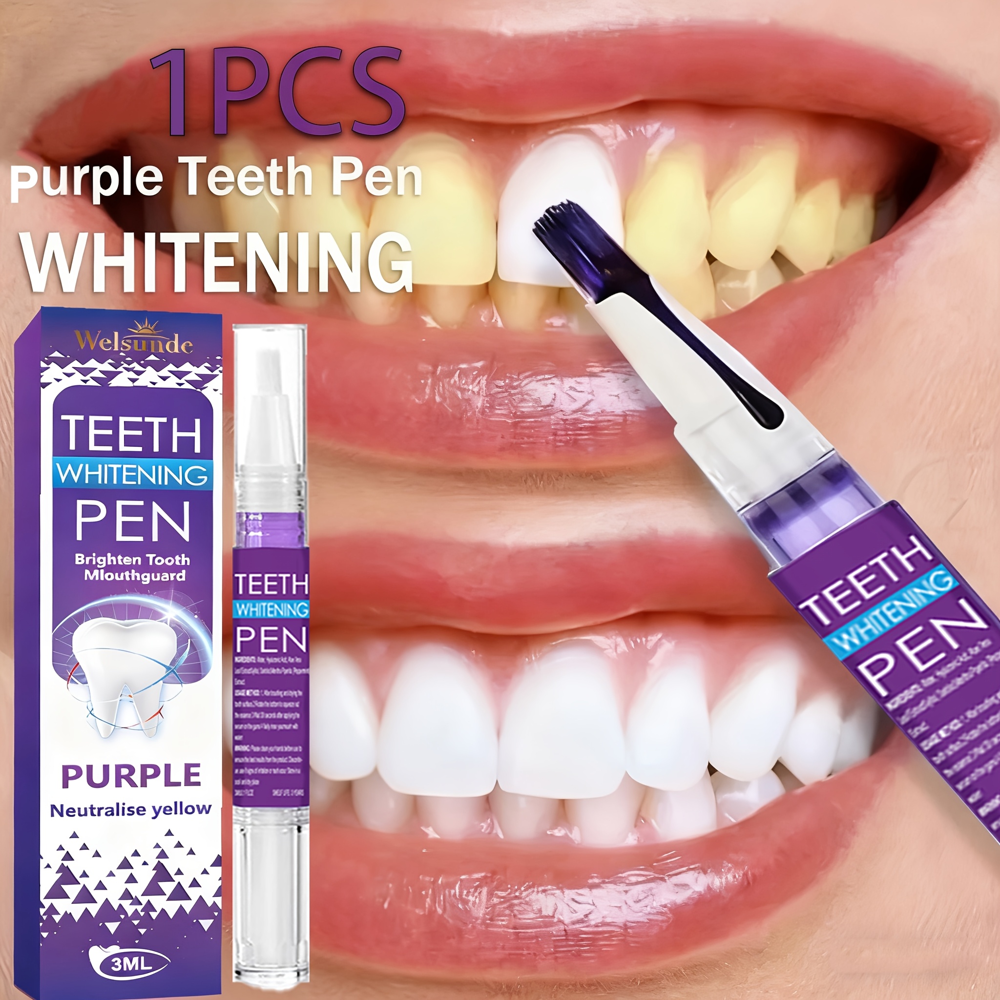 1pc professional teeth pen instant brightening gel with applicator tip mint flavor   for sensitive teeth gums agent for men women at kit     formula