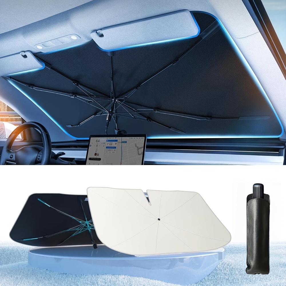 TEMU Car Windshield Sun Shade Umbrella - [nano-ice-crystal ] From & Heat Damage And Protect Interior Medium (56" L X 31" W)