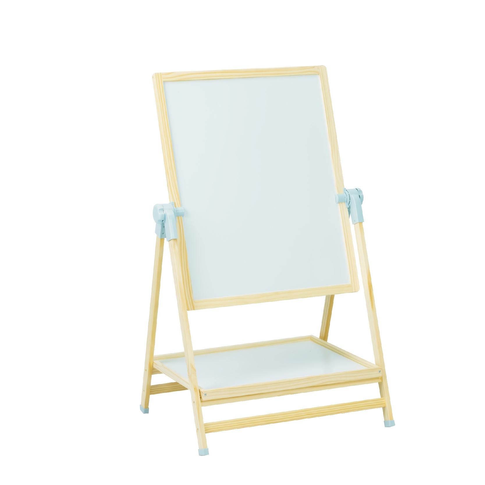 adjustable height wooden easel with rotating stand dual sided portable art board for artists   classroom use natural   blue accents 0