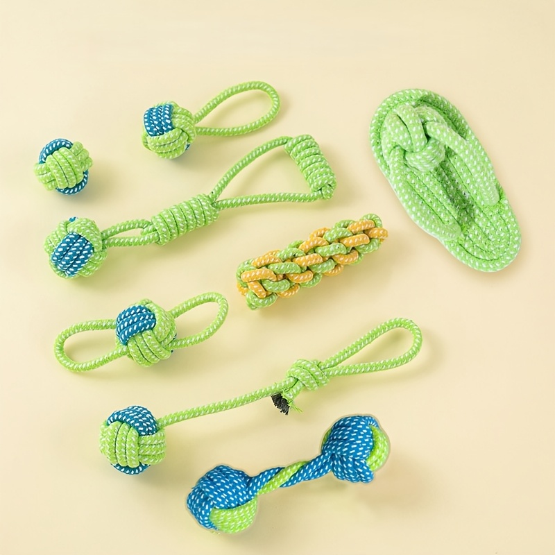 TEMU 8pcs Heavy-duty Dog Chew Rope Toy Set With Braided Knots - Extra-long Pull Rope, Suitable For Powerful Chewers, Large Dogs, Teething Puppies,
