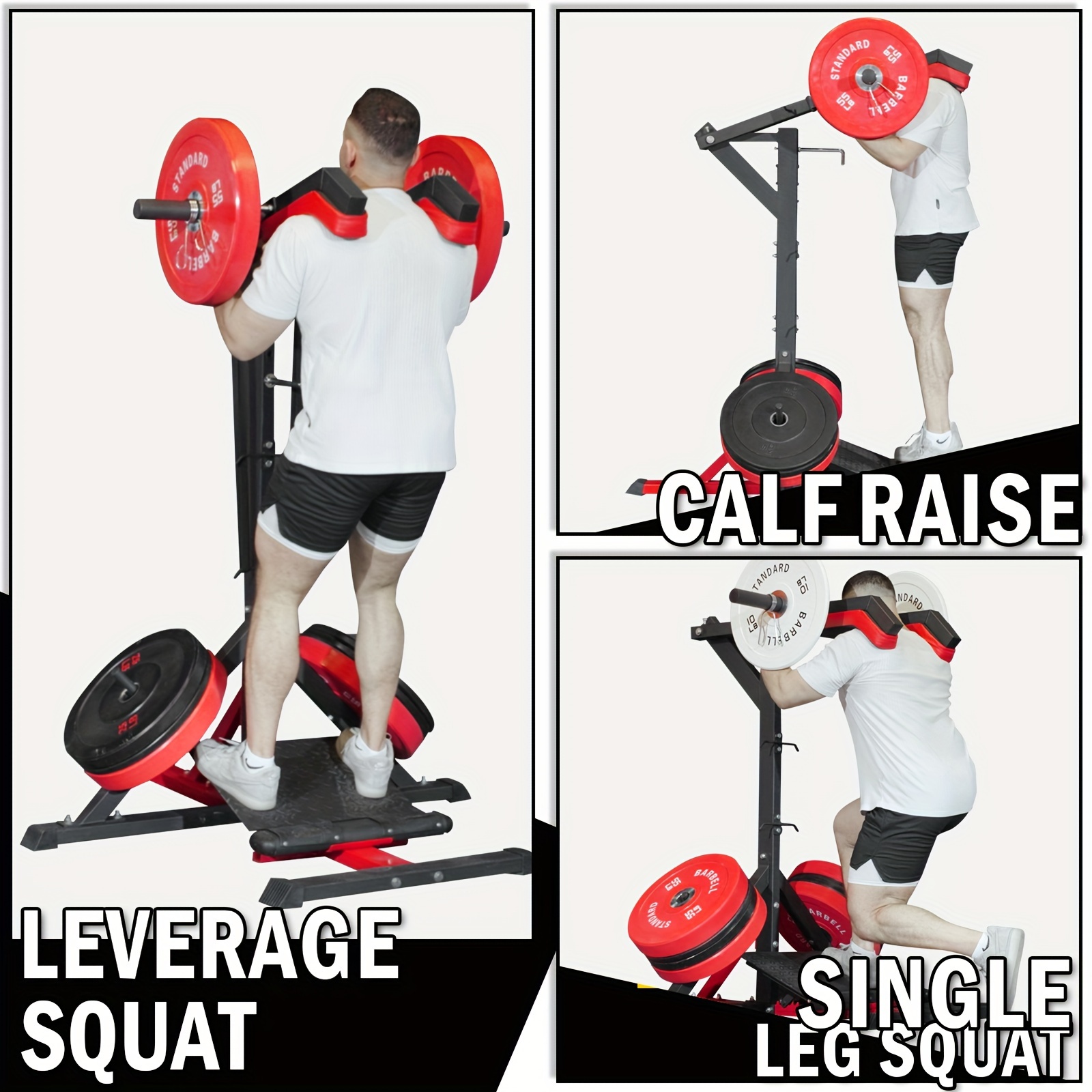 2-IN-1 Squat&Calf Machine, Leg Exercise Machine With 550 Lbs Capacity,  Pendulum Squats Machine Hooks Method By Plate Lo