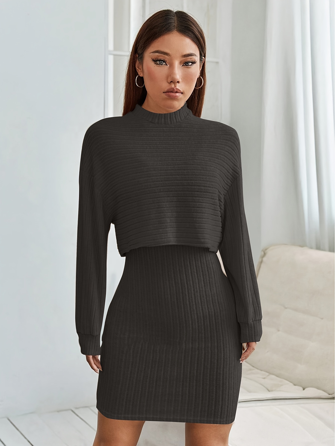 ribbed t shirt bodycon dress women's clothing - Temu Mauritius