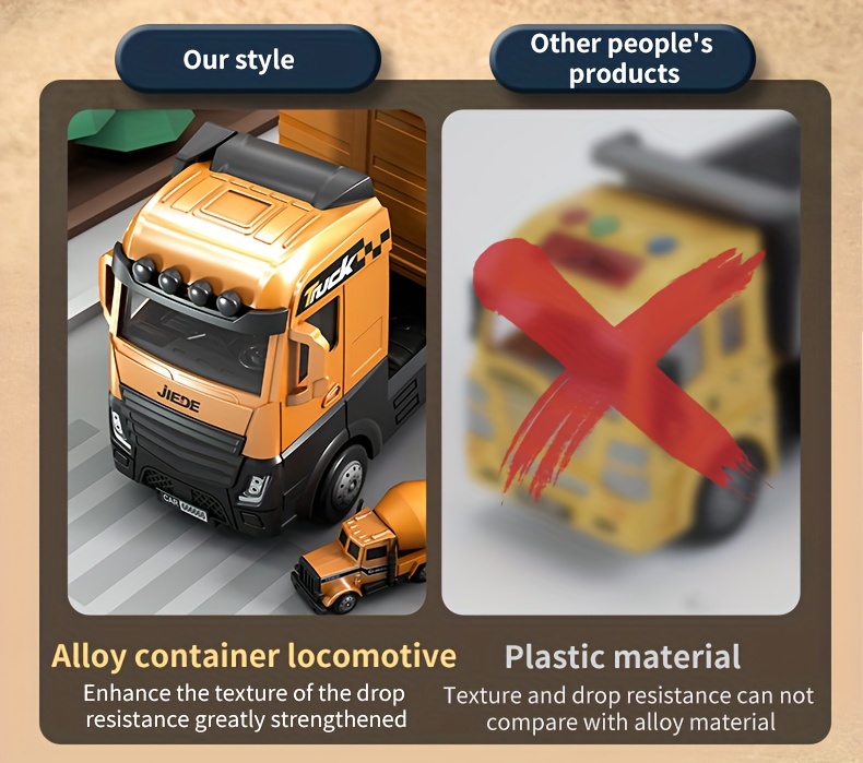 alloy simulation model construction site vehicle toy container including launch track including container truck tower crane 6 small cars tractor excavator bulldozer roller forklift mixer etc no electricity certificate complete truck building block building block building set truck model toy trailer truck toy for boy alloy car and trailer low bed trailer toy construction vehicle toy mini excavator toy Product details 3