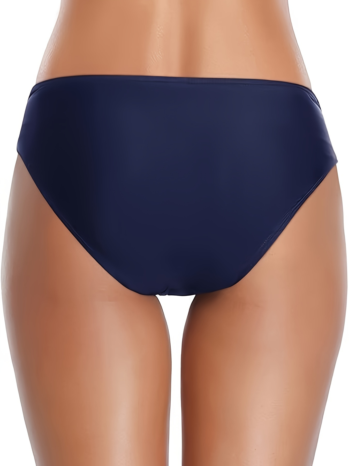 Criss Cross Ruched Swim Briefs, High Stretch Stylish Plain Or Color Block Bikini Bottoms, Women's Swimwear & Clothing
