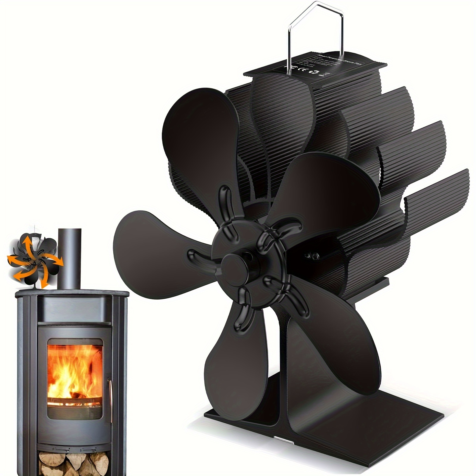 TEMU Ventilateur de poêle à bois à 5 , ventilateurs de cheminée à thermique pour poêles à bois ou à bûches domestiques, fonctionnement silencieux ,