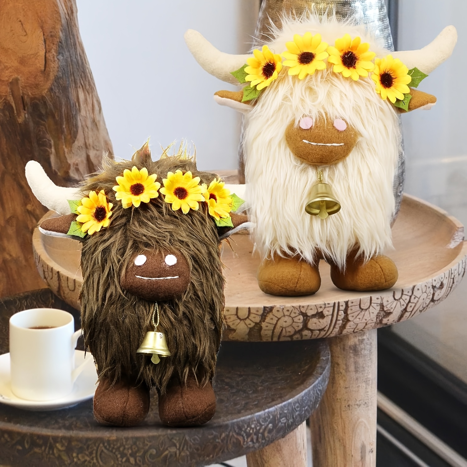 

2pcs Highland Cow Gnome Decorations, Spring Scottish Cow Felt Figurines, Rustic Farmhouse Home Decor For Spring And Summer, No Electricity Needed, Room Styles, Cow Decor