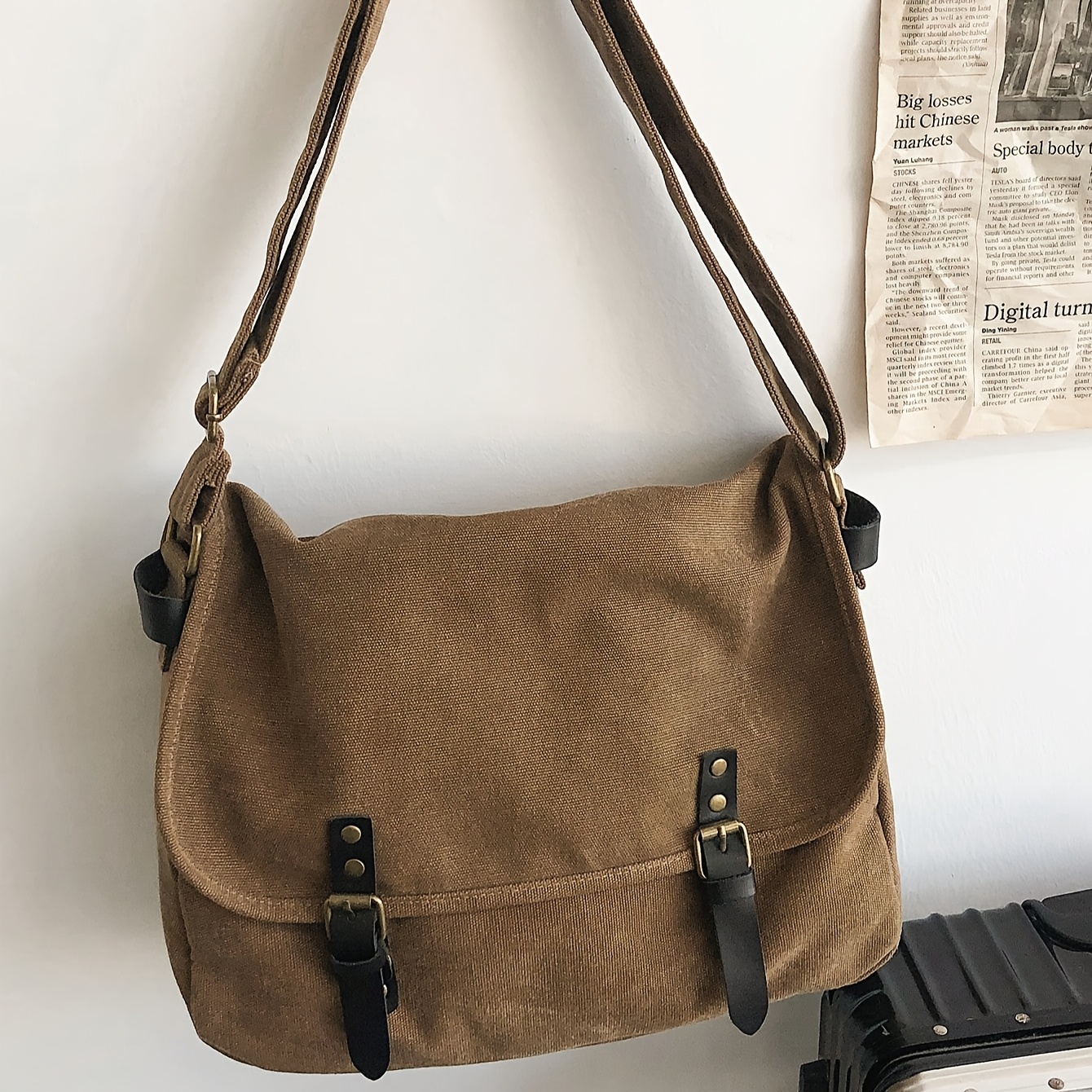 E-shop Große Kapazität Vielseitige Vintage Messenger-Tasche für Studenten, Pendler-Schulter- Umhängetasche
