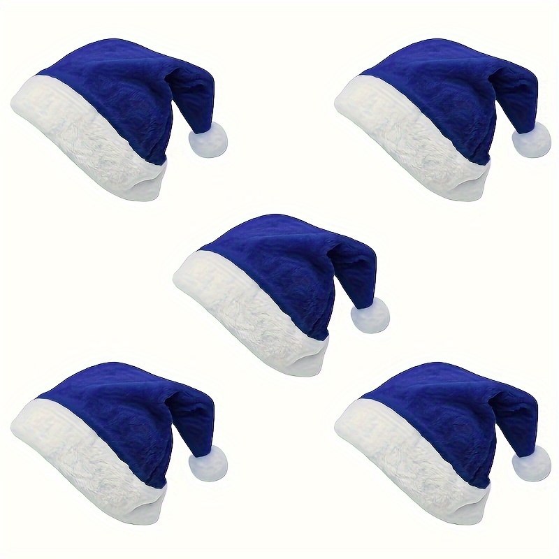 TEMU 5-pack Christmas Decorative Santa Hats, Plush Fabric Holiday Party Hats, Seasonal Caps For Christmas Celebrations, No Battery Required