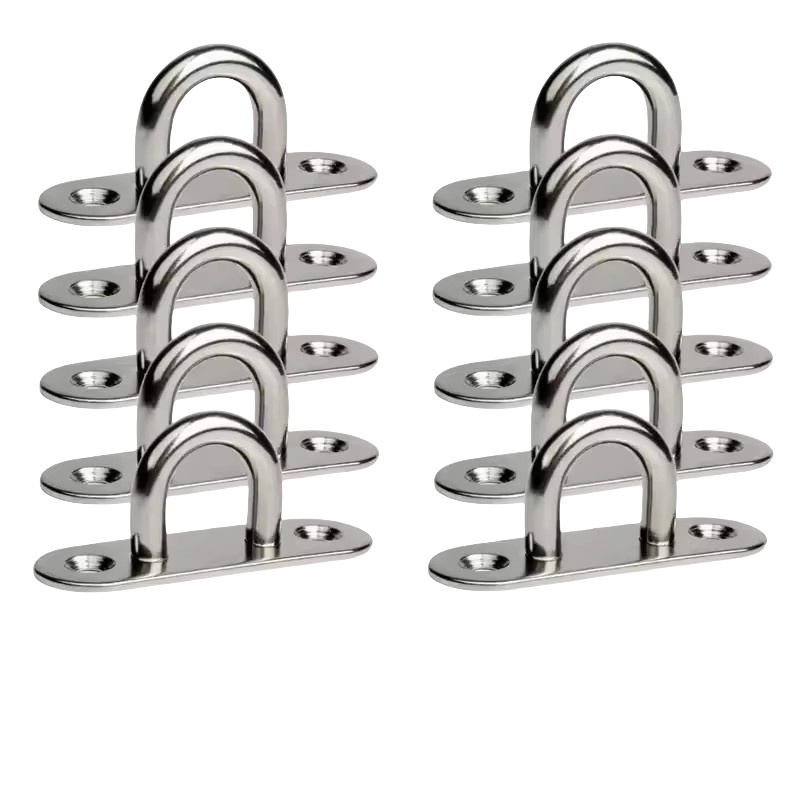 TEMU 10pcs Oval Eye Plate Buckle Staple Boat Shade Sail Installation Fastening Kit-304 Marine Grade Stainless Steel