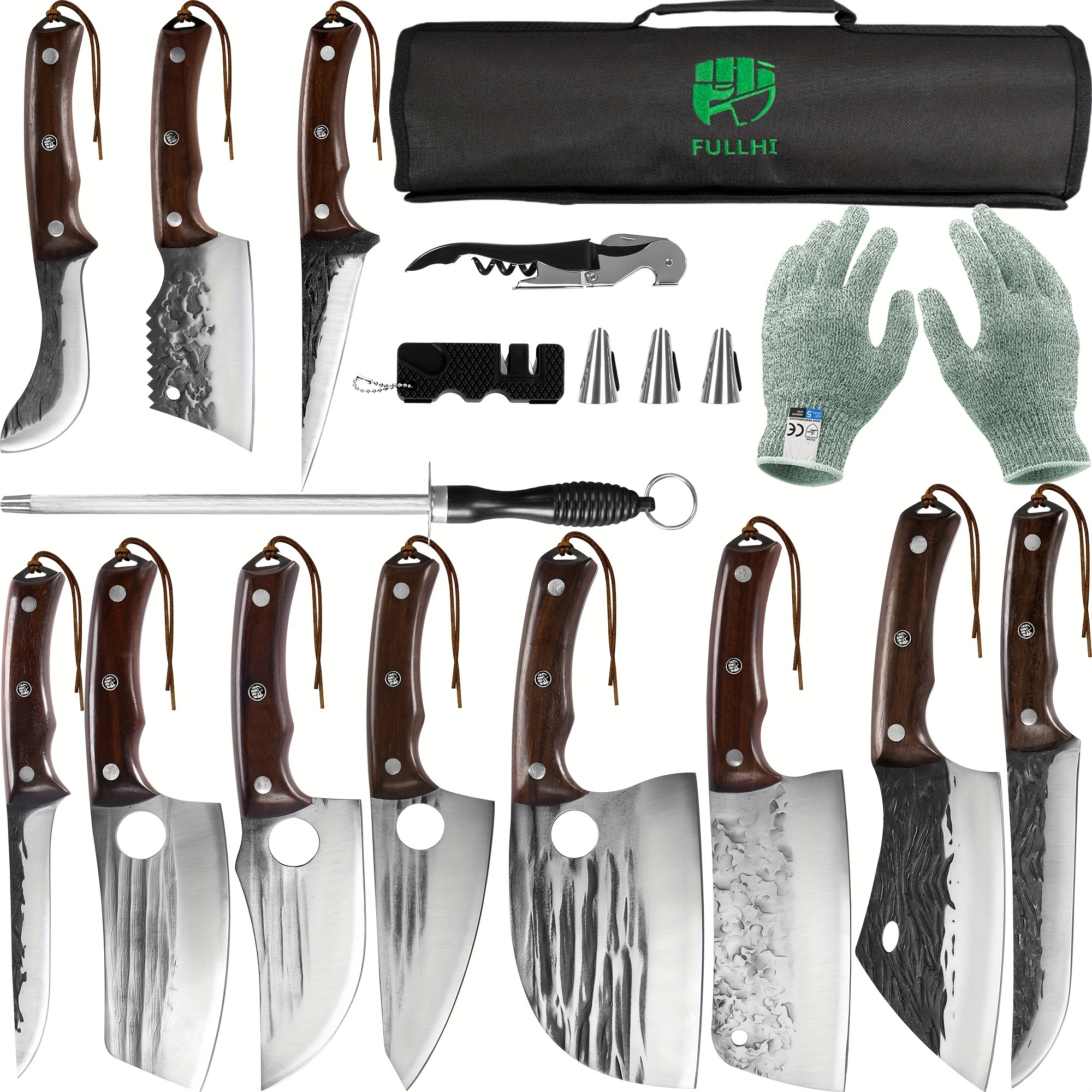 

17pcs Knife Set Steel Knife Bbq Camping Knife Bag