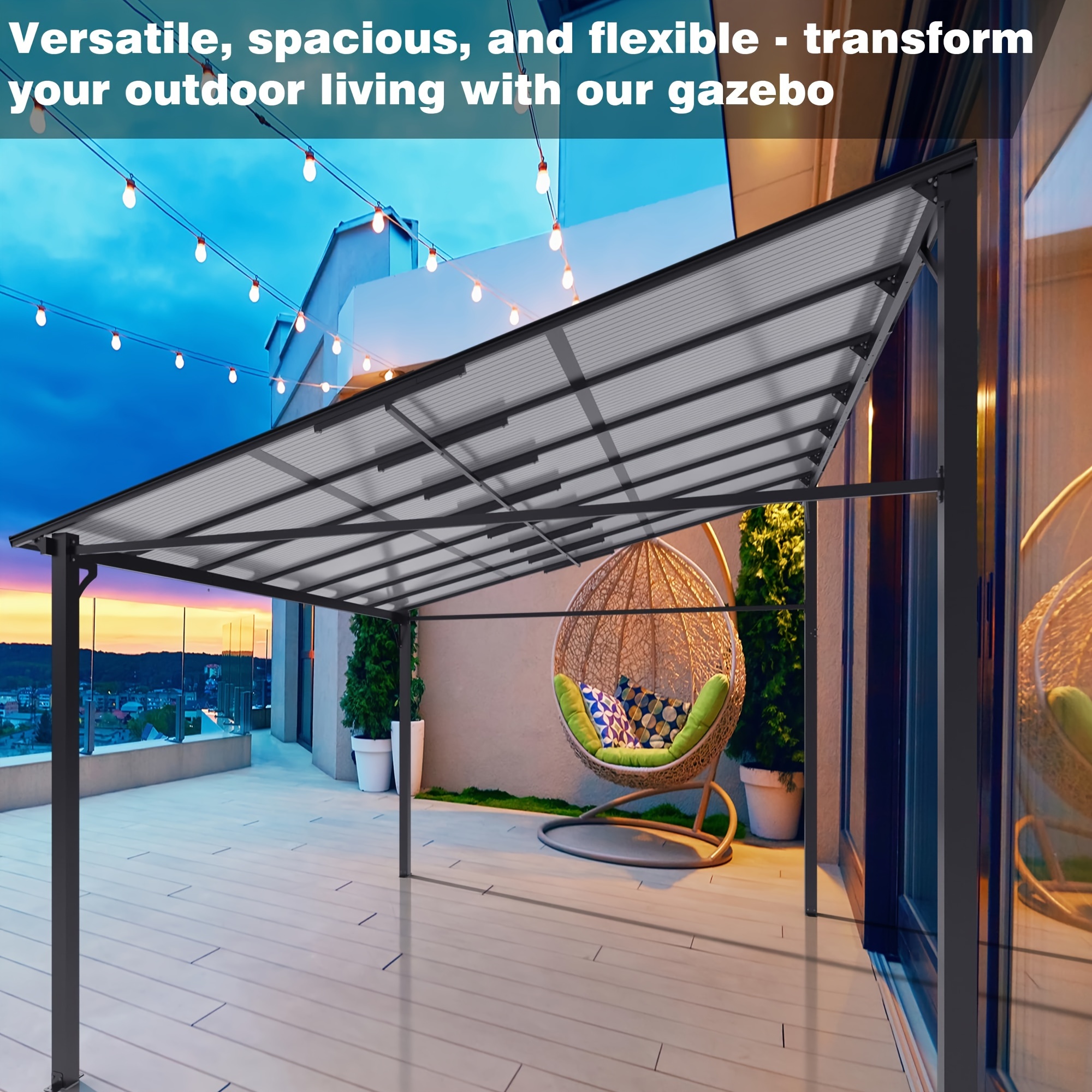 Lean Gazebo Wall Pergola Polycarbonate Roof Aluminum - Temu