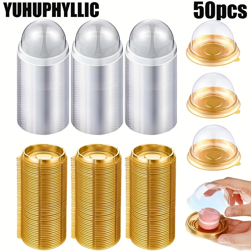 

Yuhuphyllic 50pcs Cake Boxes With Tab Lock - Uncharged Plastic Dome Containers For Muffins, Biscuits, Cheesecakes, And Moon Cakes - Dessert Storage And Packaging