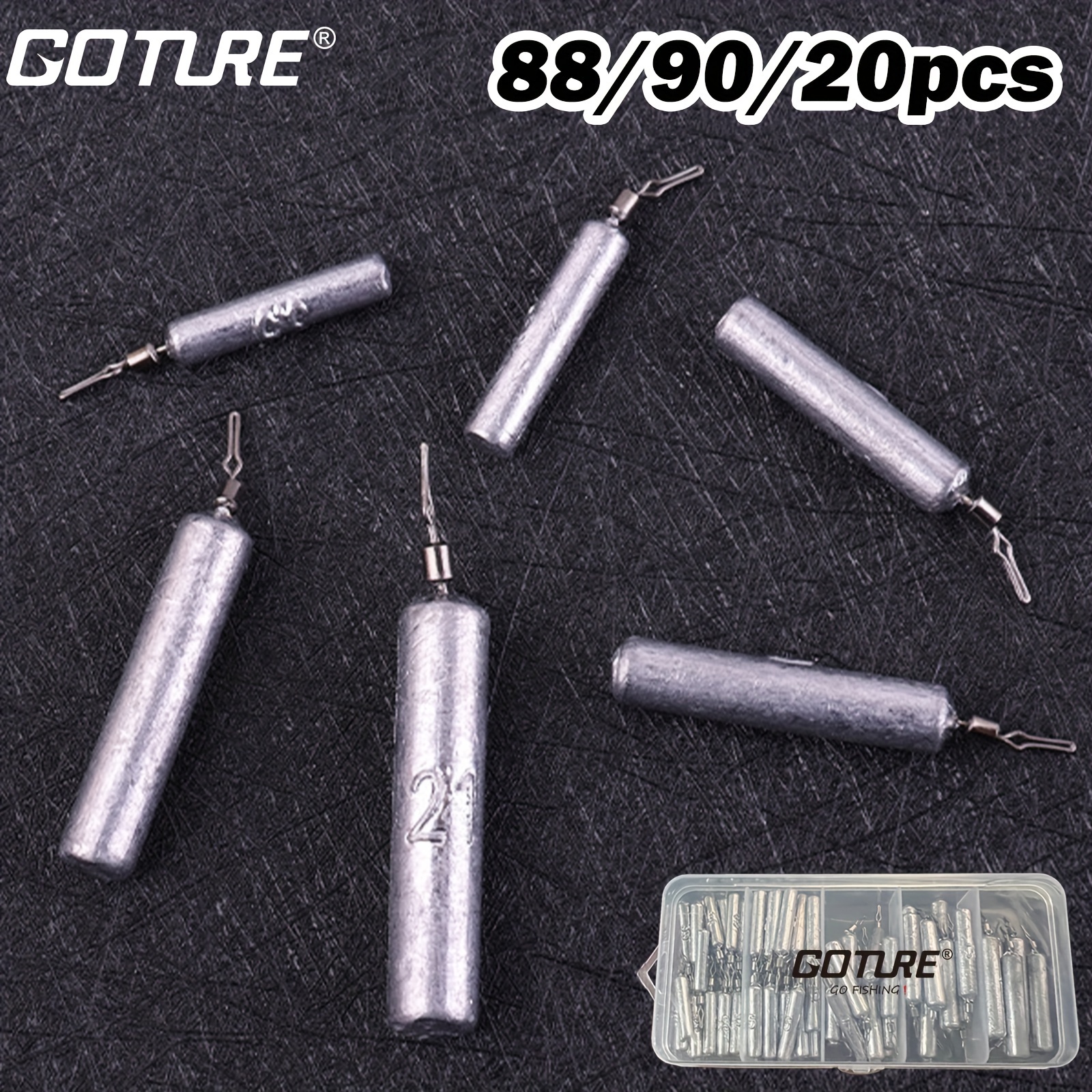 88/90/20pcs Lead Drop Shot Weights Saltwater And Freshwater Fishing  Sinkers Cylindrical Lead Snagless Sinker Rig Fishing Weights