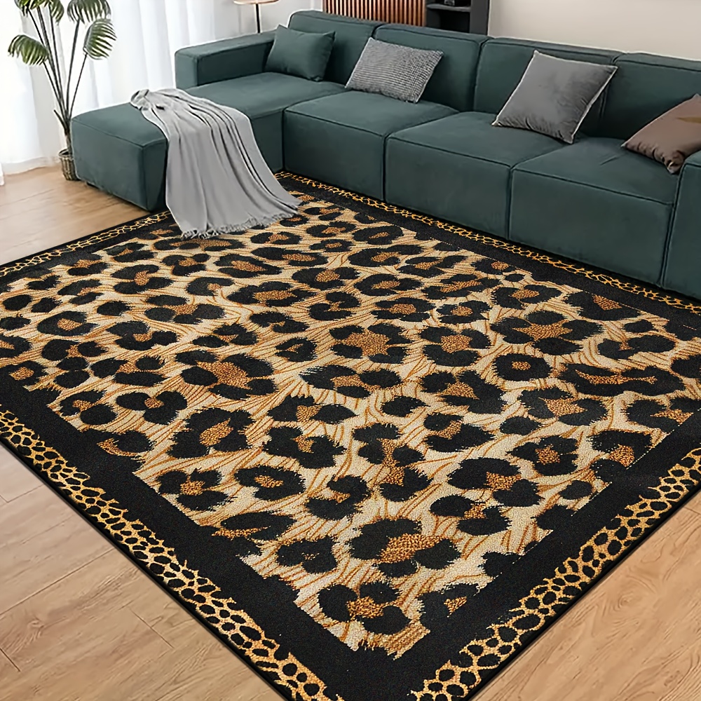 

Luxurious Faux Cashmere Leopard Print Rug - Retro Style, Non-slip & Stain Resistant, Easy Clean, Soft & Large Floor Mat For Indoor/outdoor Decor