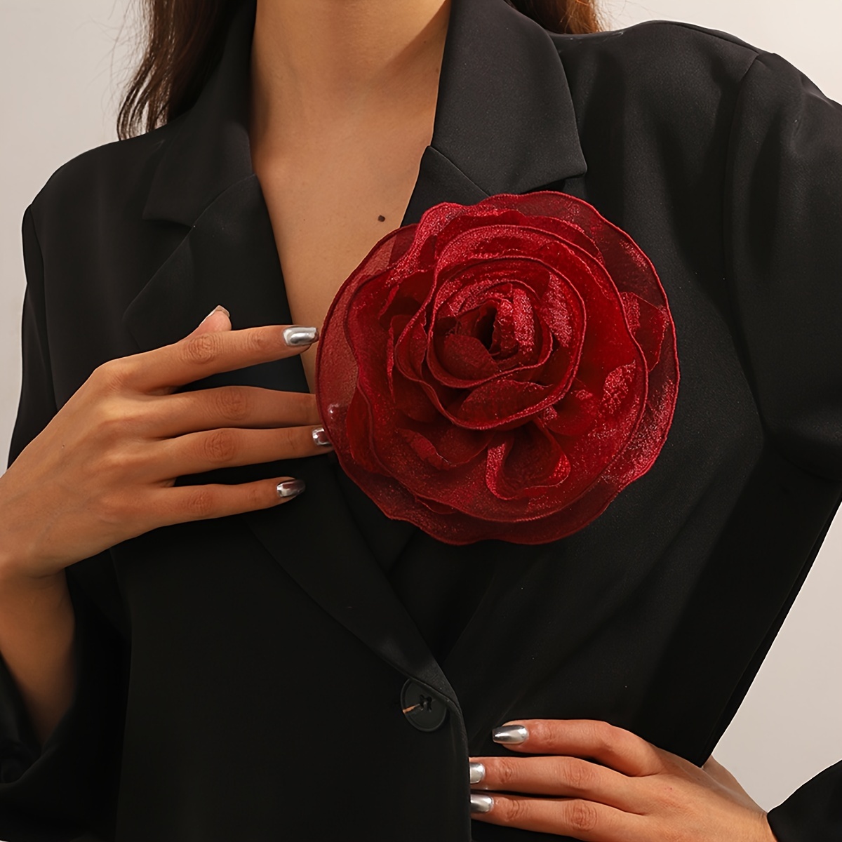 

A Unique And Stylish French Handmade Temperament Elegant Eugenia Rose Corsage With A Unique And Flower Brooch And Pin. Fashionable, And High-end. Suitable For Women's And Any Occasion. A Good Gift For