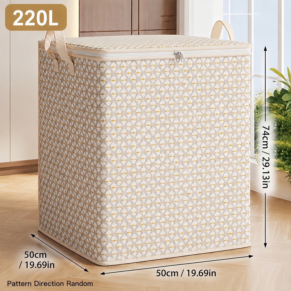 TEMU Moving Bag With Lid And Reinforced Handles, Foldable Large-capacity Laundry Storage Bag, Suitable For Clothes, Pillows, Bed Sheets - Rectangular