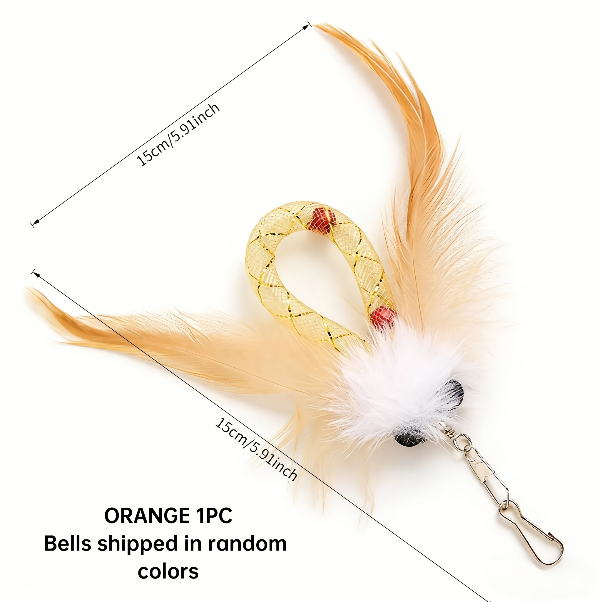 Feather Cat Teaser Wand Replacement Heads with Tassel & Peacock Feathers